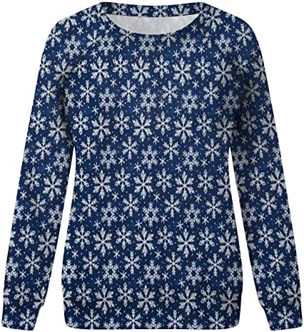 Xıaojmake kadın Noel Gömlek Üst Komik Kar Tanesi Kardan Adam Baskı Kazak Tatil 3D Aktif Streetwear Spor Bluzlar