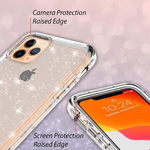 Coolwee Kristal Glitter Tam Koruyucu Kılıf iPhone 11 Pro Max Ağır Hibrid 3 in 1 Sağlam Darbeye Dayanıklı Kadın Kızlar