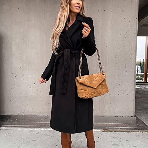 Kadınlar Uzun Siper Ceketler Sahte Yün Rüzgar Geçirmez Klasik Dış Giyim Bayanlar Maxi Slim Fit Yüzük ana ceket Dış