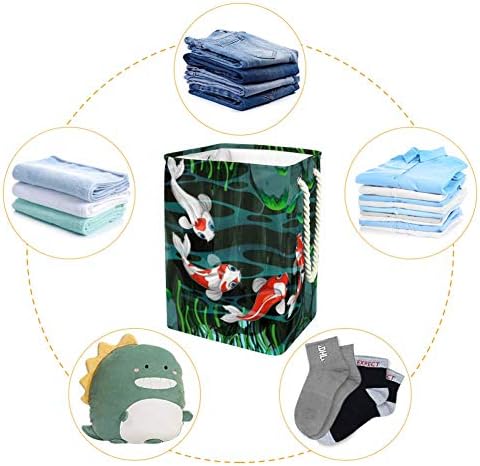 Unicey Lotus Gölet Japonya Koi Carps ev düzenleyici Sepeti Katlanabilir çamaşır Sepeti Kova Kolları ile