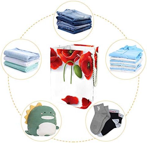 Unicey Kırmızı Haşhaş Yaprakları ile Katlanabilir çamaşır sepeti Kolları ile çamaşır sepeti Büyük Depolama Sepeti