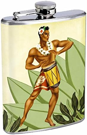 Mükemmellik Tarzı Paslanmaz Çelik Şişe Vintage Hawaiian Sanat Tasarım 011 8 oz