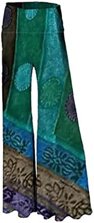 Nefes Yazlar Highwaisted Pantolon Bayan Vintage Cepler ile Fil Pantolon Gevşek Desenli Kalça Açık