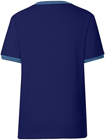 Comıgeewa Bayanlar Salonu Gömlek Kısa Kollu Bluz Gömlek V Scoop Boyun Temel Patchwork Sonbahar yazlık gömlek 2023