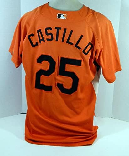 2007-08 Baltimore Orioles Victor Castillo 25 Oyun Kullanılmış Turuncu Forma BP ST 48 - Oyun Kullanılmış MLB Formaları
