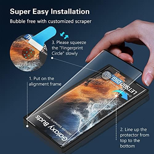 AACL[Parmak İzi Uyumlu] [3'lü Paket] Samsung Galaxy S22 Ultra 5G Ekran Koruyucu için 3D Kavisli Temperli Cam, [Hizalamalı
