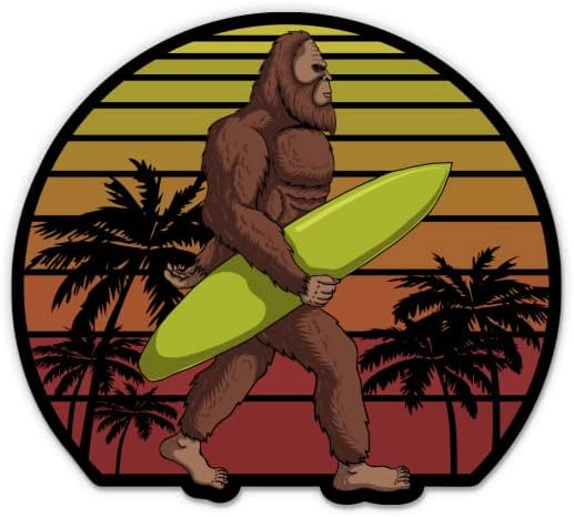 Bigfoot Sörf Sticker-3 laptop etiketi - Su Geçirmez Vinil Araba, Telefon, Su Şişesi-Komik Bigfoot Sörf Tahtası Çıkartması