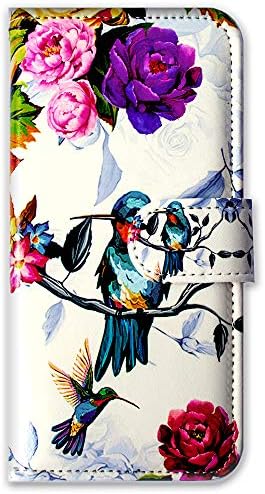 Bcov iPhone 13 Pro Max Durumda, Hummingbird Çiçekler Kuş Deri Flip telefon kılıfı Cüzdan Kapak ile Kart Yuvası Tutucu
