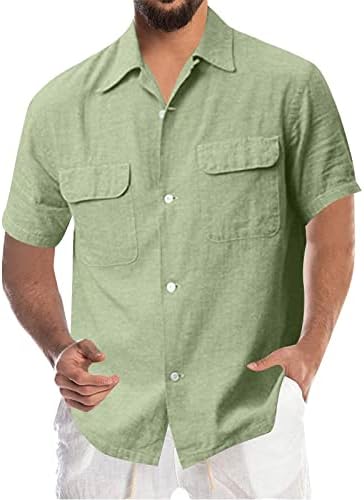YangqıGY yazlık gömlek Erkekler ıçin erkek t-shirt Keten Düğme Aşağı Gömlek Erkekler ıçin Rahat Plaj Tatil Katı Tişörtleri