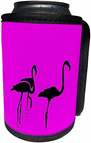 3dRose Minimalist Üç Flamingo Pembe Kutu Soğutucu Şişe Sargısı Üzerinde Siyah Siluet (cc-361121-1)