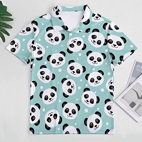 Sevimli Panda Kafa erkek POLO GÖMLEK Kısa Kollu Çift Uçlu Yaka günlük t-Shirt Tee Tops