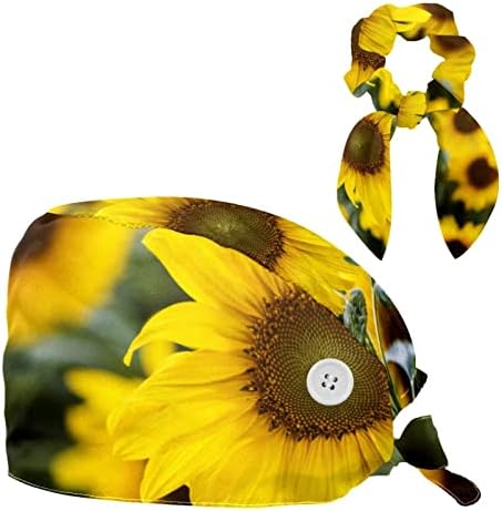 Açık Kahverengi Çiçek Çalışma Kapaklar ile Düğme Kravat Geri Şapka ile Ter Bandı ve Yay Saç Toka