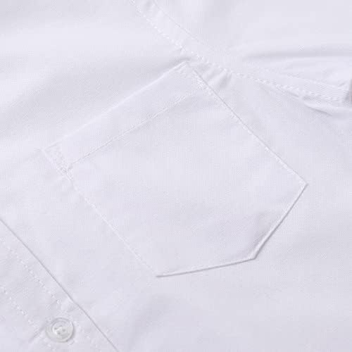 Bahar ve Gege Erkek Kısa Kollu Üniforma Oxford Gömlek Pamuk Katı Düğme Aşağı Elbise Gömlek (4-14 Yıl)