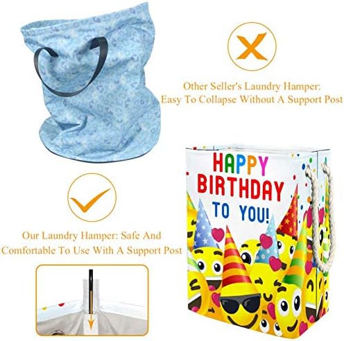 Inhomer Mutlu Doğum Günü Arka Plan 3D Afiş Çocuklar için Parti 300D Oxford PVC Su Geçirmez Giysi Sepeti Büyük çamaşır