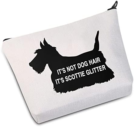 JXGZSO Scottie Hediye Onun Değil Köpek Saç Onun Scottie Glitter Makyaj Çantası İskoç Terrier Hediye Scottie Sevgilisi