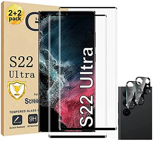 Micger Galaxy S22 Ultra Ekran Koruyucu【2 + 2 Paket】 2 Paket Temperli Cam Kamera Lens Koruyucu, Kolay Kurulum, Uyumlu