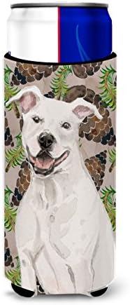 Caroline's Treasures BB9571TBC Beyaz Staffie Bull Terrier Çam Kozalakları Uzun Boy Hugger, Can Soğutucu Kol Hugger