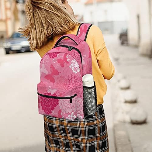Kelebek Pembe Dahlia seyahat sırt çantaları Moda omuzdan askili çanta Hafif Çok Cep Sırt Çantası Okul Çalışması için