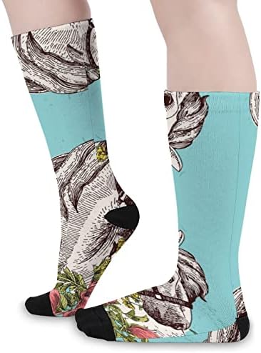At Çiçek Yüksek Çorap Komik Sıcak Buzağı Tüp Çorap Renk Eşleştirme Çorap Erkekler Kadınlar için