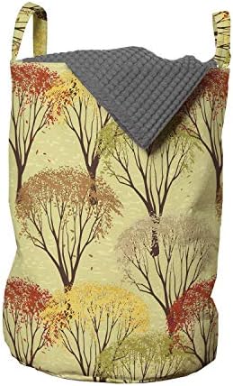 Lunarable Sonbahar Güz Çamaşır Torbası, İlham Orman Tasarımı Renkli Yapraklar Mevsimsel Doğa Görüntüleri Oryantal,