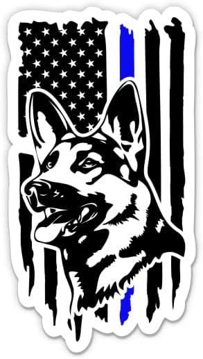 K-9 K9 Polis Köpek Mavi Çizgi Bayrak Sticker-3 laptop etiketi - Su Geçirmez Vinil Araba, Telefon, Su Şişesi-Amerikan