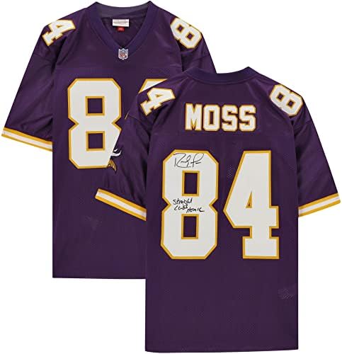 Randy Moss Minnesota Vikings İmzalı Mitchell & Ness Straight Cash Homie Yazılı Mor Otantik Forma - İmzalı NFL Formaları