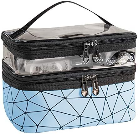 Kozmetik Çantası Çift Katmanlı Makyaj Çantası Büyük Şeffaf Seyahat Güzellik Kozmetik Durumda makyaj çantası Suya dayanıklı