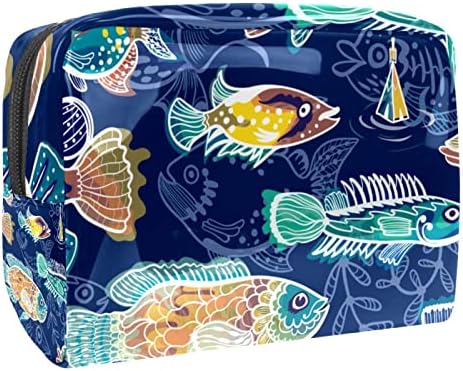 TBOUOBT Makyaj Çantası Seyahat Kozmetik Çantası Kılıfı Çanta Çanta Fermuarlı, Sanat Renkli Balık