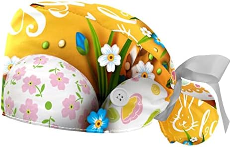 Nıaocpwy Mutlu paskalya yumurtaları Tavşan Çalışma Kap Düğmeleri ile Uzun Saç Elastik kurdele Geri Şapka Kadınlar