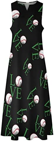Aşk beyzbol topu kadın ayak bileği uzunlukta elbise Slim Fit kolsuz Maxi elbiseler yaz Casual