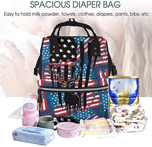 Amerikan Bayrağı Geyik Bebek bezi çantası Sırt Çantası, Çok Fonksiyonlu Bebek Çantası, Annelik Nappy Çantalar Seyahat