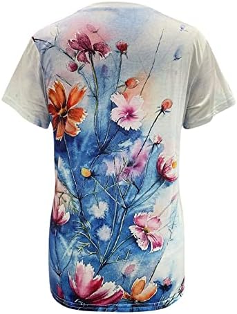 Bayan Yaz Üstleri Çizgili Renk Bloğu Kısa Kollu Casual Bluzlar T Shirt Tops Katı T Shirt Kadın