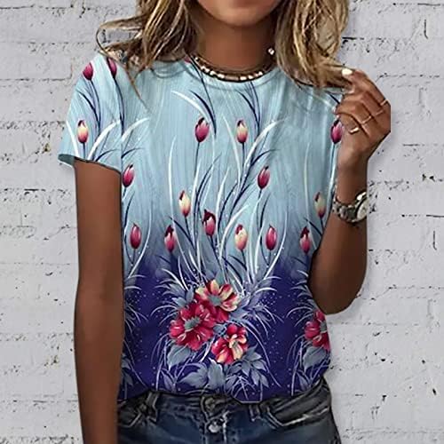 Bayan Yaz Üstleri Çizgili Renk Bloğu Kısa Kollu Casual Bluzlar T Shirt Tops Katı T Shirt Kadın