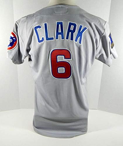 1994 Chicago Cubs Clark 6 Oyunu Yayınlandı Gri Forma 125. Yama - Oyun Kullanılmış MLB Formaları